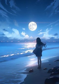 今宵、月夜を見上げて君を想ふ。