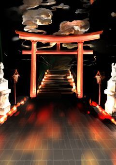 巫女の少女と人外様