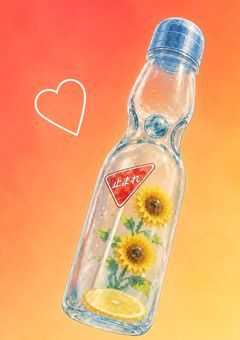 夏空と坂道のグラデーション