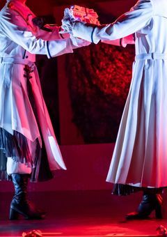 青薔薇を胸元に添えて