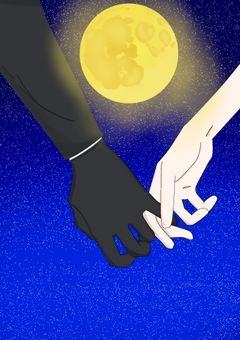 夜の桜に星を舞う