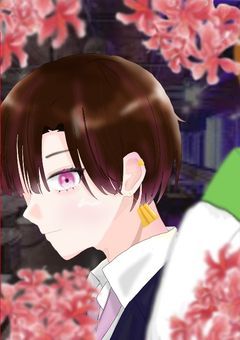 夜のネリネの花びらに