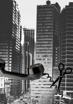 モノクロ都市部のある人間。