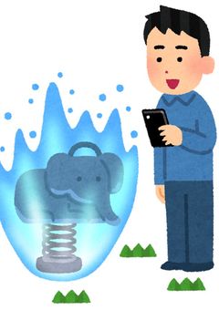 象の遊具が……