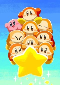 アニメカービィの世界にゲームカービィの面々が現れました