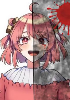 虹の中の桃色は闇に堕ちていく